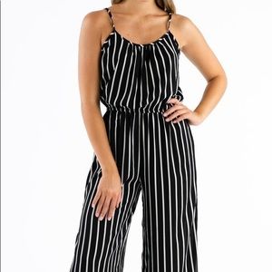 Navy and White Striped Jumpsuit